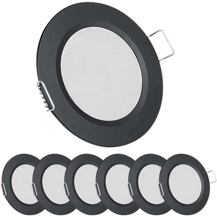 BAGZY 6 Spots LED Encastrables Dimmables Extra Plats Noirs 7W 700LM IP44
