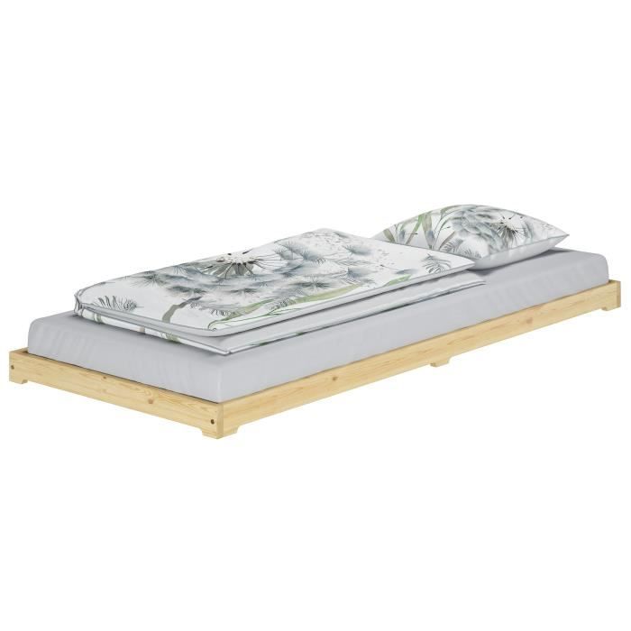 Petit lit en pin très bas base idéale pour combiner avec futon surface 80x180 cm V-60.47K-08-180 [sans accessoires]