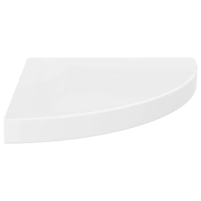 étagère d'angle flottante blanc brillant 35x35x3,8 cm mdf 117167 - estink - contemporain - design - salon