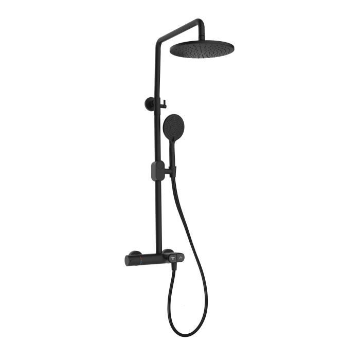 Colonne de Douche noire avec Mitigeur Thermostatique avec Boutons Poussoirs SWITCHEA by