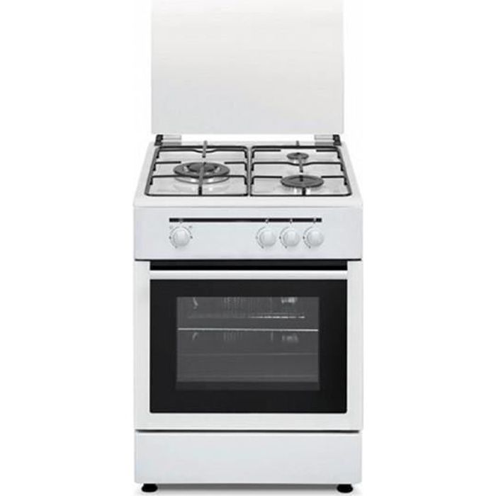 Cuisinière à Gaz 4 Feux + Four Gaz - Dimensions 50x50 Cm, Blanche, Autonomie, Sécurité Gaz Incluse, Idéale Pour Petits Espaces