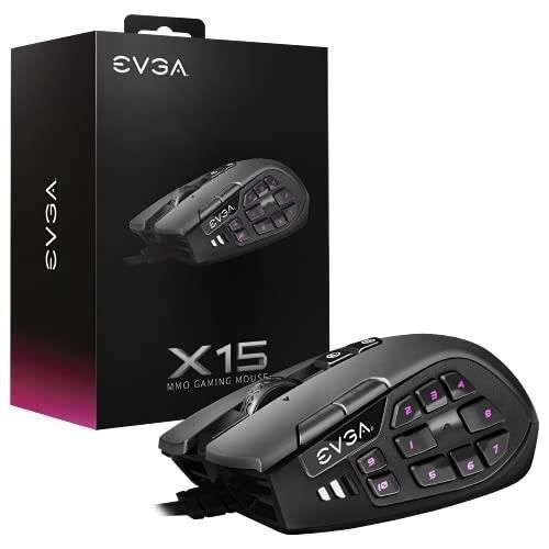 EVGA X15 MMO Gaming Mouse 8k Wired Customizable 16 000 DPI 5 Profiles 20 Buttons Ergonomic 904 W1 15BK K3 - vue 2