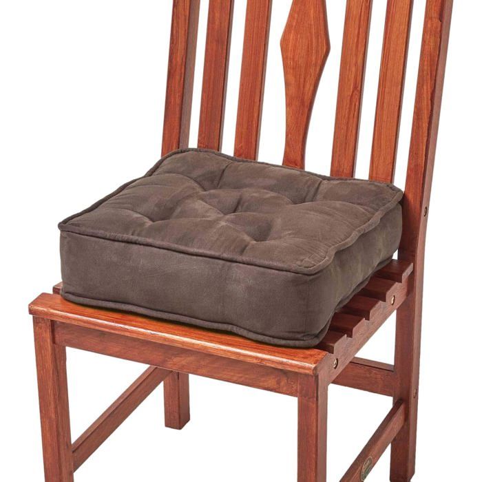 Galette de chaise coussin rehausseur en suédine Chocolat 40 x 40 x 10 cm Galette de chaise coussin rehausseur en suédine Chocolat 40 x 40 x 10 cm