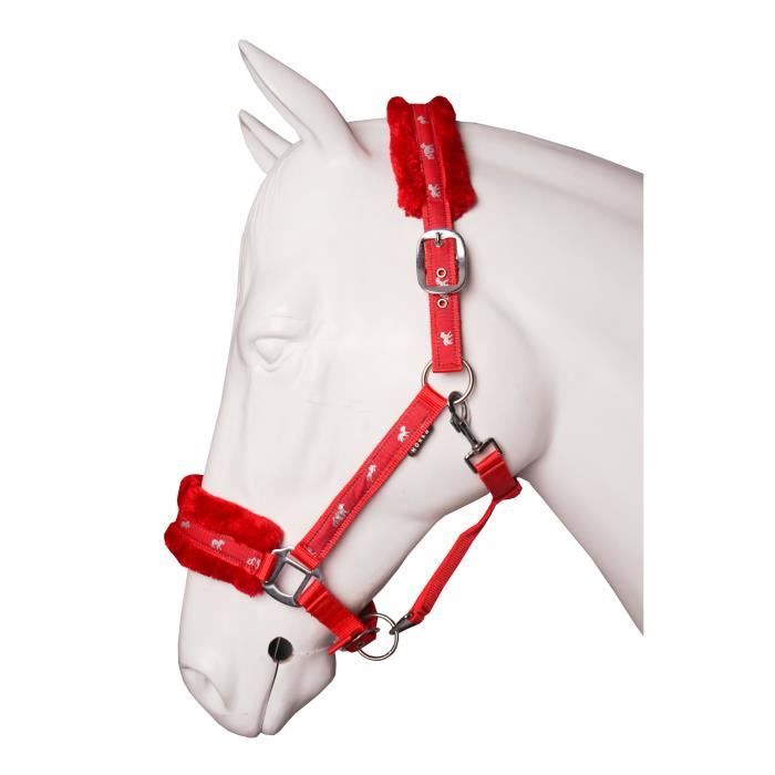 Comparer les prix de Licol pour cheval Horka Plush - rouge - Poney