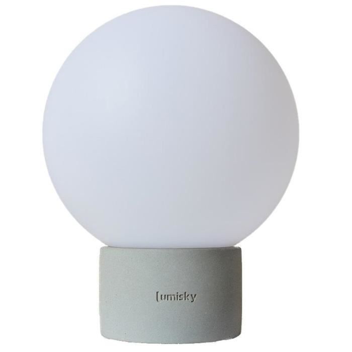 Lampe de table LED - LUMISKY - Terra Concrete - Pied en béton gris - LED blanc chaud/dimmable - H25cm