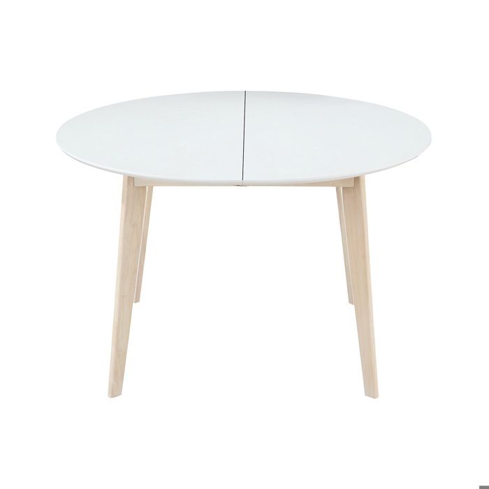 Table Salle à Manger Ronde Extensible - UNHO - Pierre Frittée - Blanche - 4  à 6 Personnes - Cdiscount Maison