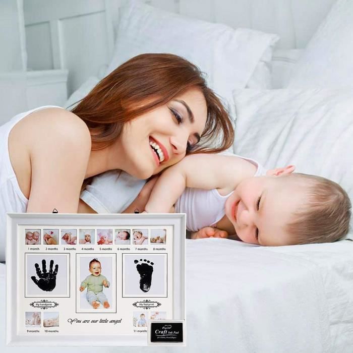 Cadre photo pour bébé,Kit porte-photo avec empreintes mains et pieds de  bébé personnalisable - Cdiscount Maison