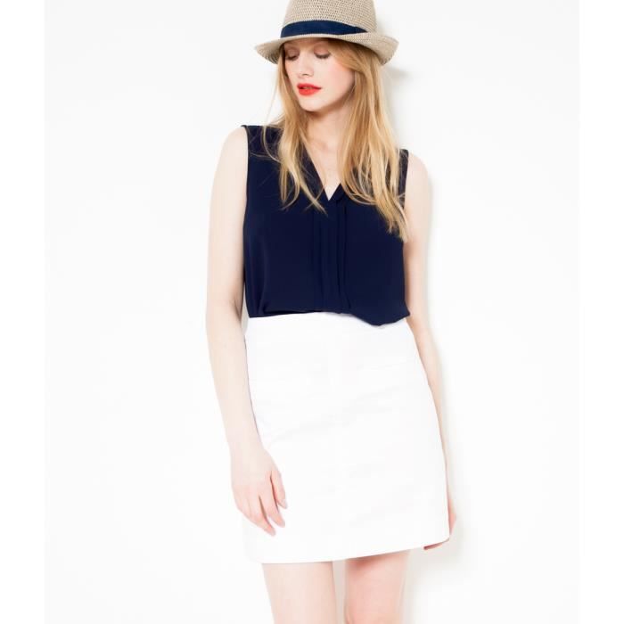 Camaïeu - Jupe femme droite - FLORALIE BLANC Blanc - Cdiscount Prêt-à ...