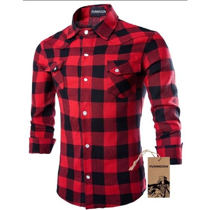 Chemise carreaux noir online et rouge