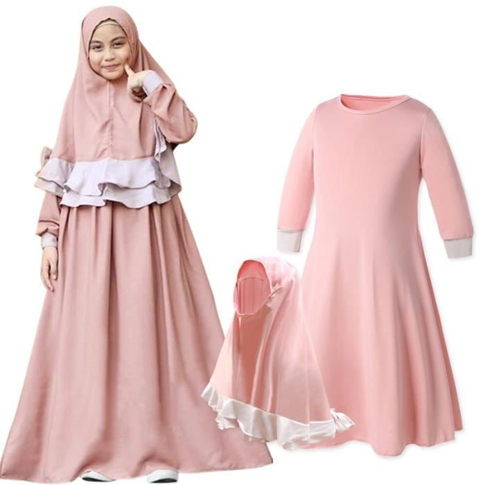Prière Longue Robe Maxi Musulmane pour Filles Enfants vêtements islamiques Longs Hijab châles Couverture de Corps