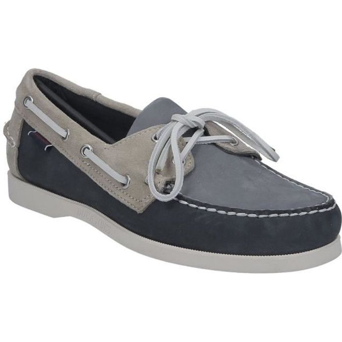 Chaussure bateau Sebago Dockside en daim bleu et beige - Homme - Gris - 7001SE0 N22