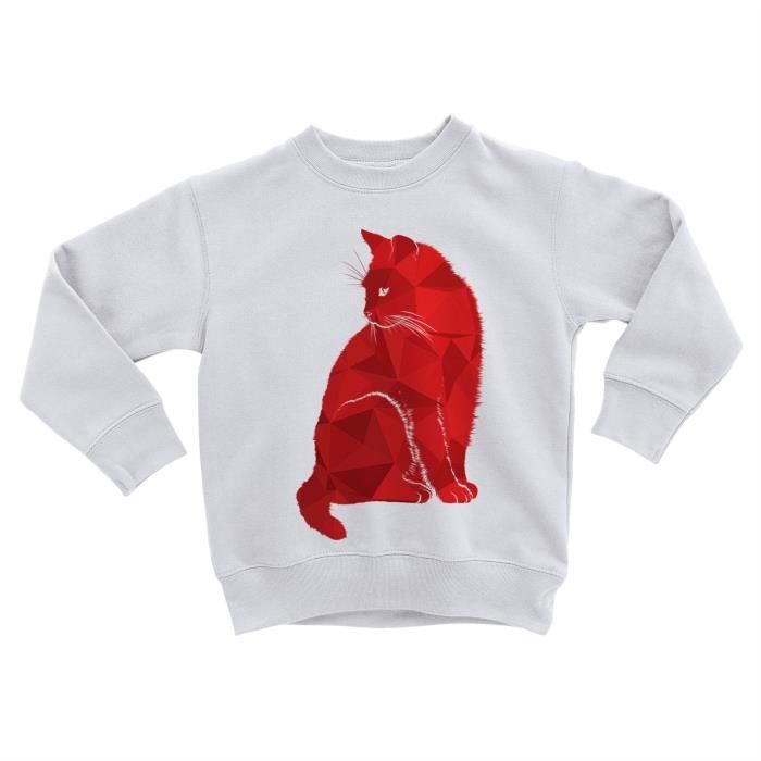 Sweatshirt Enfant Chat Rouge Illustration Dessin Art Modern Polygones Blanc  - Cdiscount Prêt-à-Porter