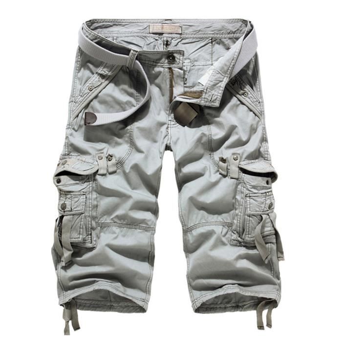 Short Cargo Homme Bermuda Travail – Coton Respirant Multi-Poches, Style Militaire Décontracté, Coupe Lâche Confortable Pour Été