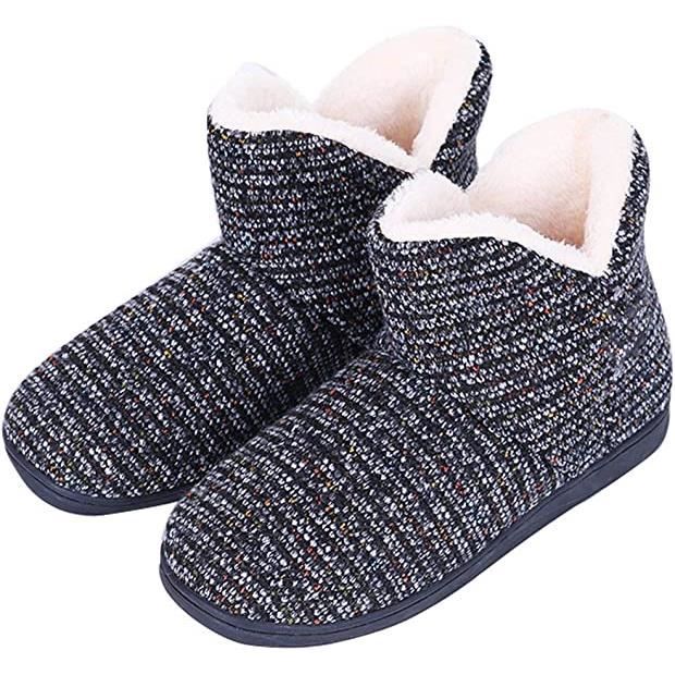 Chaussons Bottes Montants Chauds ITODA - Pantoufles D'intérieur Doublées Polaire, Semelle Antidérapante Pour Hiver