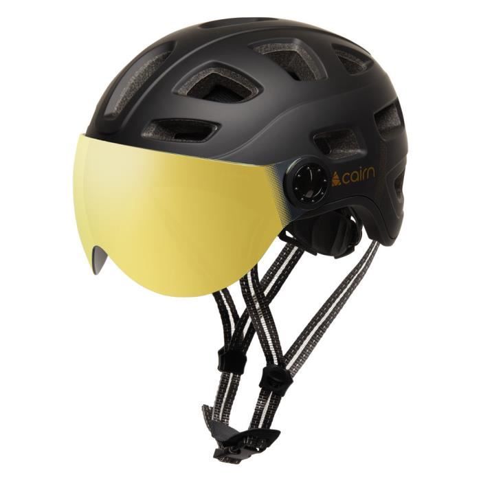 Casque de vélo Cairn Quartz avec viseur LED et USB - noir mat et or - taille 58/62 cm