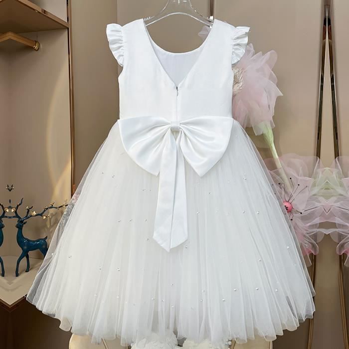 Robe en Tulle à fleurs pour fille dos nu nœud papillon tenue de fête