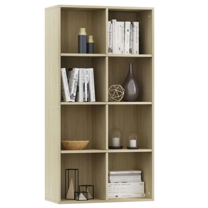 LVL - MEUBLE ETAGERE - Bibliothèque-Buffet Chêne sonoma 66 x 30 x 130 cm Aggloméré (5321)