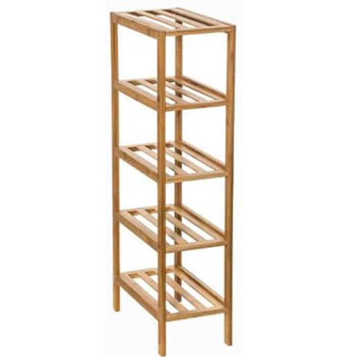 Etagère 4 niveaux en bambou naturel - Dim : H.77.5 x l.18.5 x P.32 cm