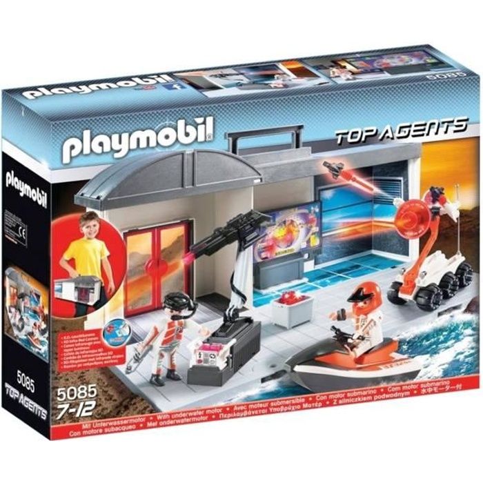 Jeux et jouets - PLAYMOBIL 5085 Top Agents - Figurines miniatures - Top Agents - Quartier général transportable