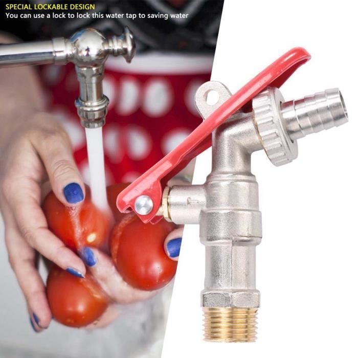 Robinet Extérieur Verrouillable 1/2" - Laiton - Pour Jardin, Machine à Laver - Économie D'Eau