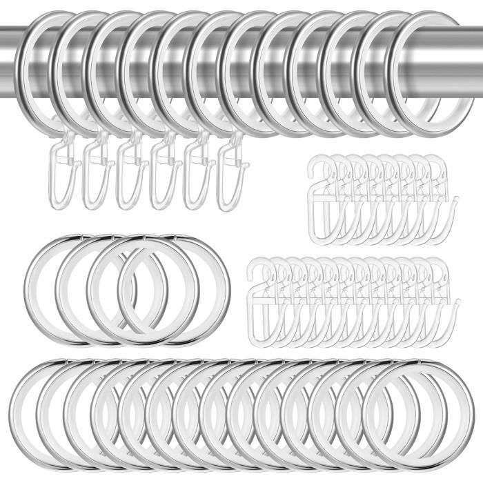 Lot De 30 Anneaux à Rideaux En Laiton Doré Vintage + 30 Crochets, Diamètre 6,8 Cm