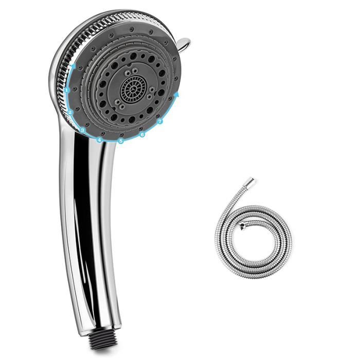 Pommeau de douche haute pression 5 modes réglables – Affichage LED température – Tuyau inox 1,5m – Anti-calcaire – Économie d'eau