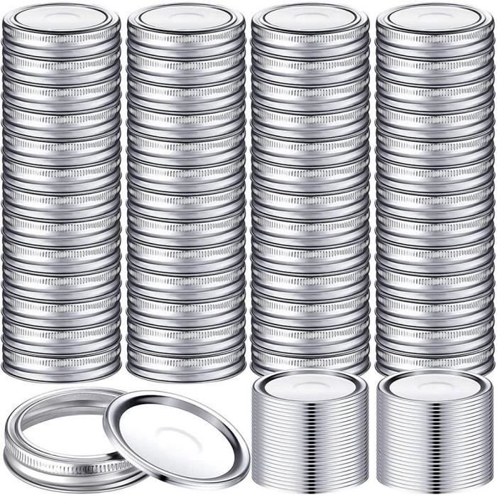 Lot De 8 Couvercles De Mise En Conserve Avec Bagues - Pour Bocaux Mason à Ouverture Régulière - En Fer-blanc, étanches