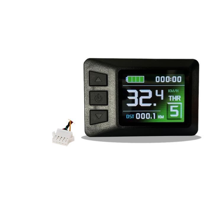 Écran LCD Couleur Pour Vélo électrique 24V/36V/48V – Modèle LCD7C, Prise étanche, Affichage Vitesse Batterie Assistance