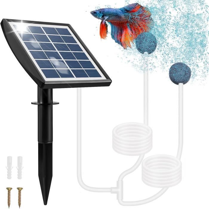 Pompe à Air Solaire Pour étang 2200 MAh – Oxygénateur Avec Batterie Intégrée – Pour Petits Et Moyens Bassins, Pêche – Fonction Jour Et Nuit
