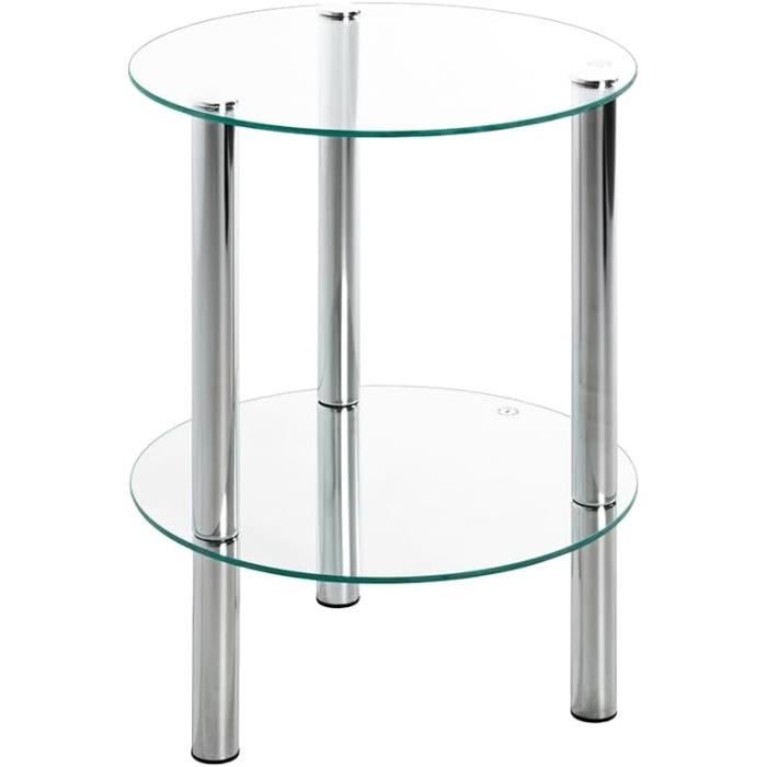 HAKU Table Basse Design - Plateau Verre Trempé Pivotant | Pied Métal Chromé - Moderne Et Fonctionnelle