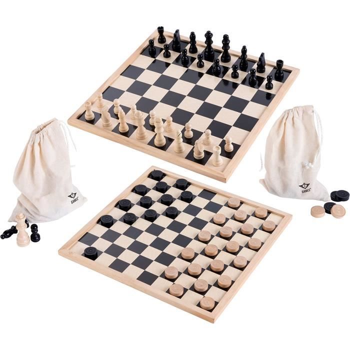 Jeu D’Échecs Engelhart – 40 Cm – Bois Marqueté Érable – Pièces Lestées Sculptées – Dès 6 Ans