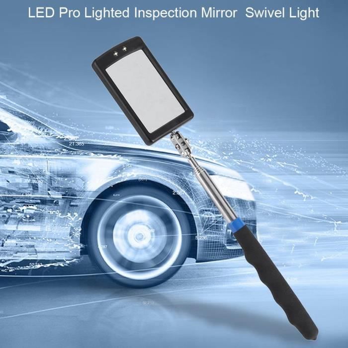 TMISHION Miroir d'inspection réglable flexible éclairé par LED télescopique Outil d'extension pivotant à 360 degrés-SPR