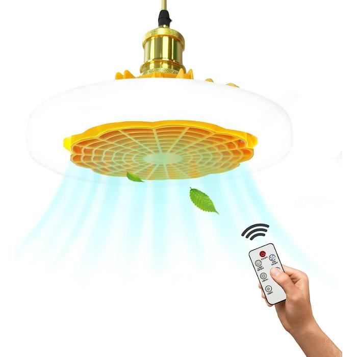 Ventilateur De Plafond LED 72W Blanc DC Ultra Silencieux Avec Telecommande Et Lames Retractables