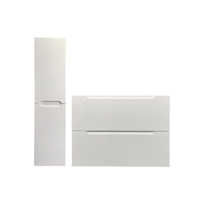 Meuble simple vasque suspendu avec colonne - Blanc - 80 cm - STEFANIE