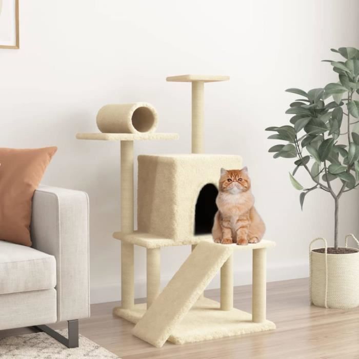 Meilleurs prix pour vidaXL Arbre à chat avec griffoirs en sisal crème 110,5 cm, tour à chat, griffoir pour chat, poteau à chat, meuble pour chat