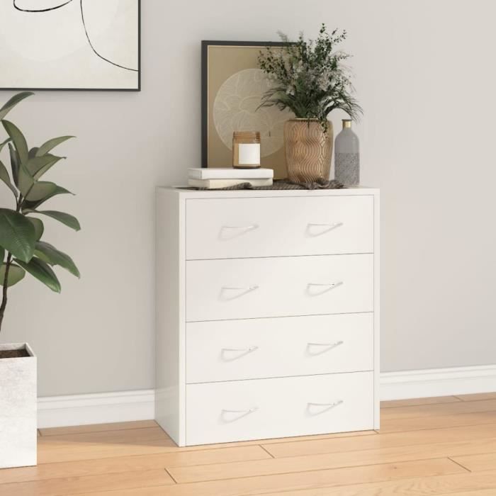 Buffet avec 4 tiroirs 60x305x71 cm Blanc brillant