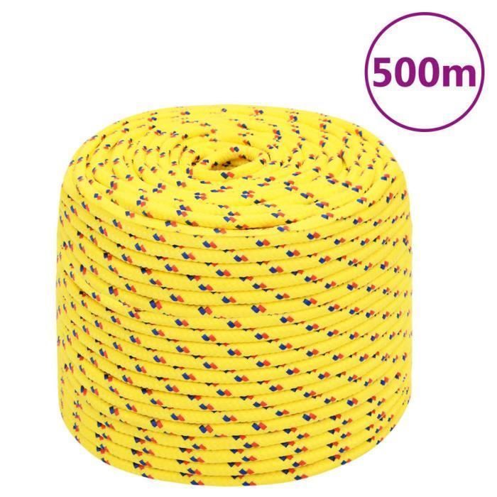 Corde De Bateau Polypropylène Tressée 5mm X 25m - Jaune, Pour Amarrage, Gréement, Corde à Linge, Camping