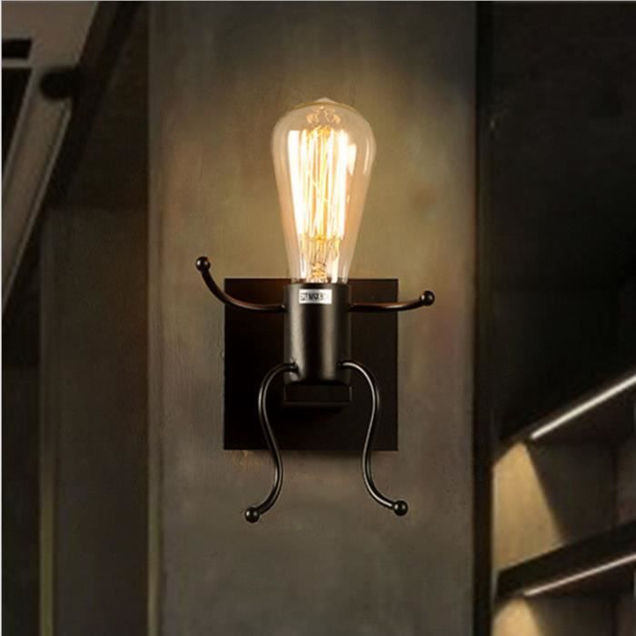 UNI Lampe Mural - Desin Rétro - E27 40W Noir - Ampoule non Inclus - 2PCS