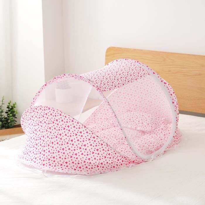 Lit De Bébé Pliable Avec Moustiquaire - Lit Voyage Portable Rose Pour Nouveau-né, Protection Anti-Moustiques Et Poussière