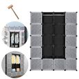 Hengda 20 cubes système d'étagère armoire armoire en plastique noir armoire bricolage facile à assembler armoire ouverte pour -1