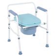 Chaise percée  - fauteuil roulant percé - chaise de douche - seau amovible, accoudoirs - hauteur réglable -POU HB068-1