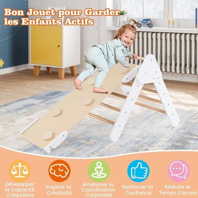7 en 1 Triangle Arche Montessori d'Escalade Enfants avec Toboggan Bois 7 en 1 Triangle Arche Montessori d'Escalade Enfants avec Toboggan Bois