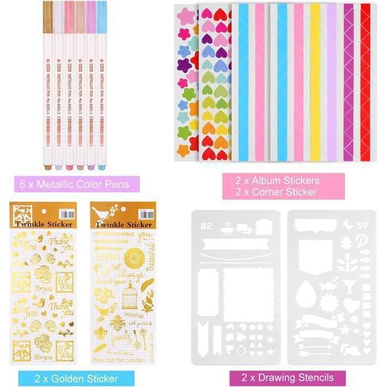 Album Photo Scrapbooking A4 80 Pages (29x21.5cm) - Kit DIY Avec Autocollants, Stylos, Cadeau Mémoire