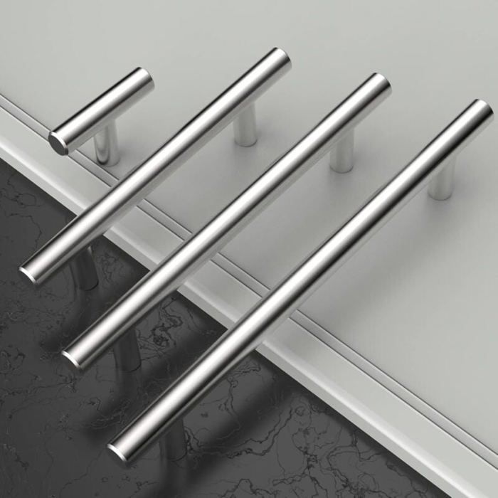 Lot De 10 Poignées De Tirage En Inox Nickel Brossé - Entraxe 192mm, Forme L, Pour Cuisine