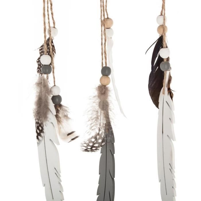 Déco Murale Bombée Plume Jonas Bois 20x25cm - Atmosphera à Prix
