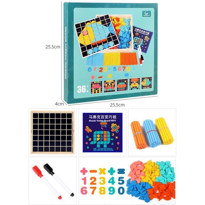 Cylora Jeu Mosaïque Enfant Montessori, Jeux Educatif Enfant Mosaïque Colorée, Loisir Creatif d'apprentissage Précoce pour Les Garçon Filles 2 3 4 5 Ans - 20 Cartes et 46 Boutons