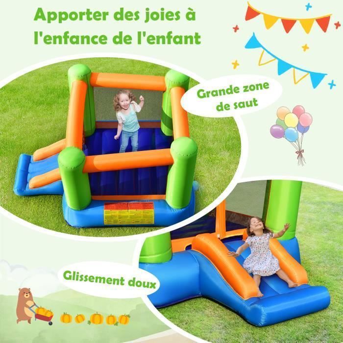 DREAMADE Château Gonflable Enfants 3-10 Ans Toboggan et Trampoline