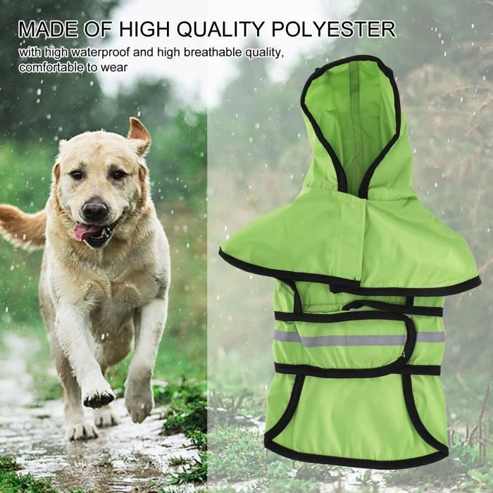 Hililand veste de pluie pour chien Imperm able pour chien Polyester Pet Rain Cape Veste Rayure r fl chissante Imperm able