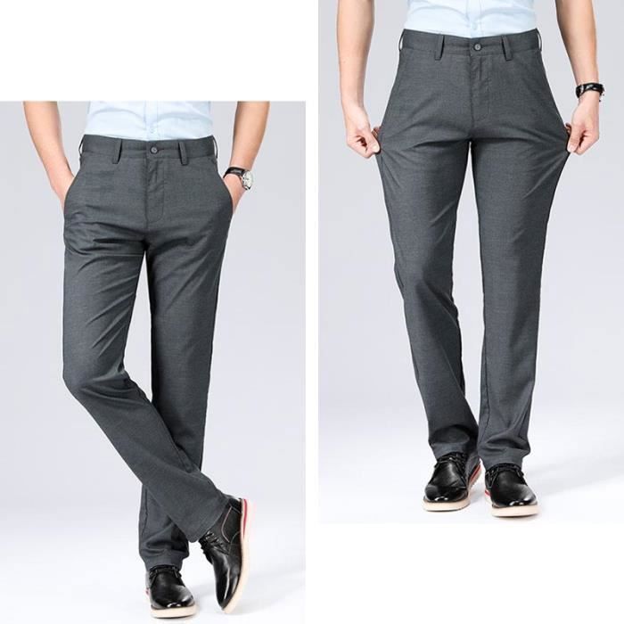 Pantalon Long En Lin Pour Homme - Pantalon D'été Classique - Pantalon D' Affaires - Couleur Unie - Pantalon De Loisirs - Pantalon Chino Extensible - Pantalon De Travail - Pantalon De Sport Décontracté