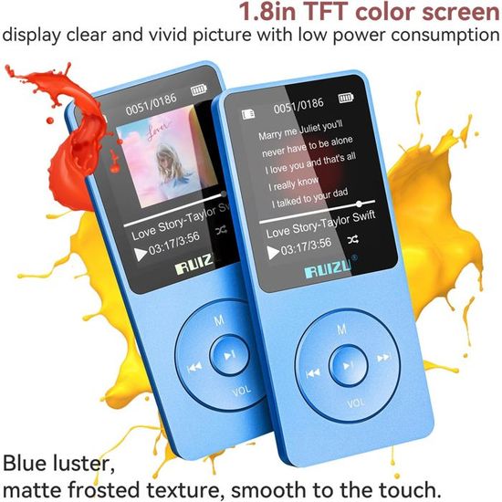 Lecteur MP3 Enfant PINHUI D16 64Go Bluetooth 5.3 - Baladeur Numérique Noir